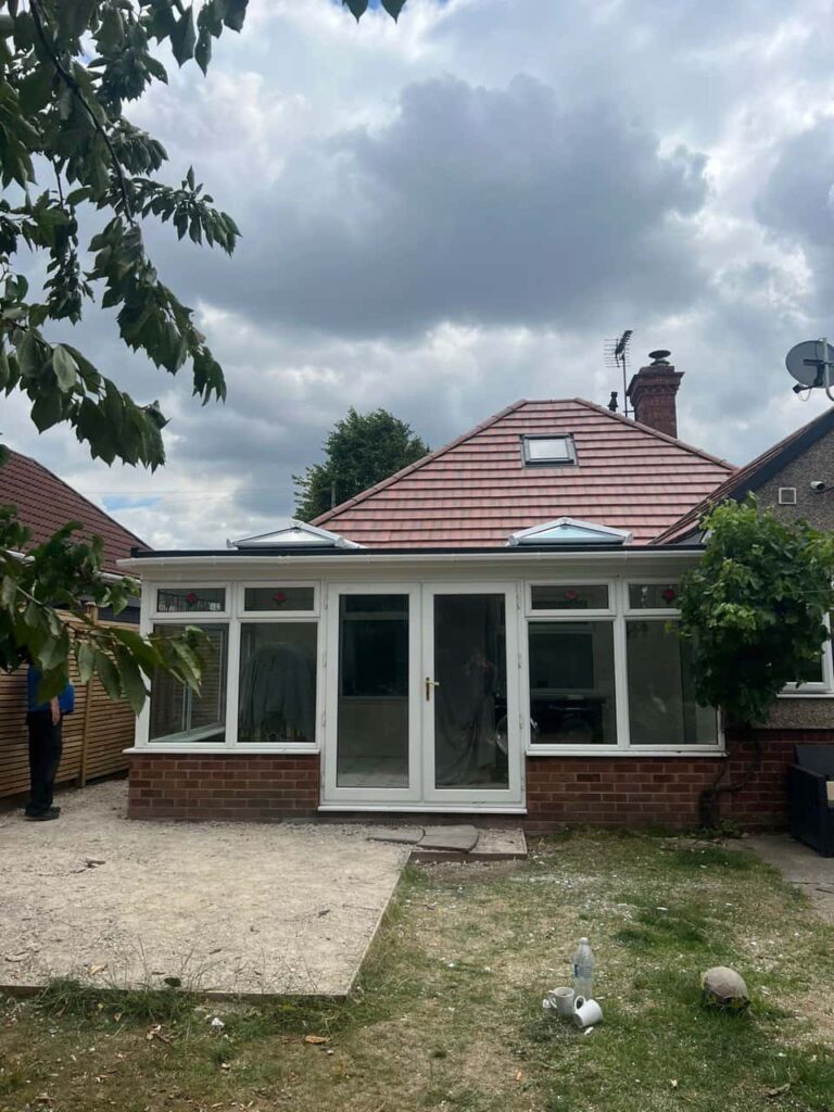 This is a photo of a hipped roof on a bungalow that has just had roof repairs carried out. Works carried out by New Ollerton Roofing Repairs